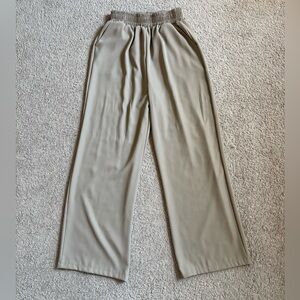 Beige Wide-Leg Pants